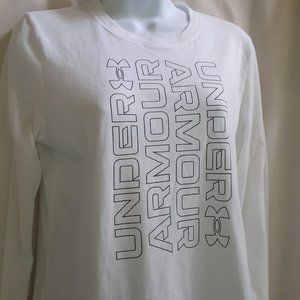 Under Armor White Graphic Long Sleeve Tee Shirt